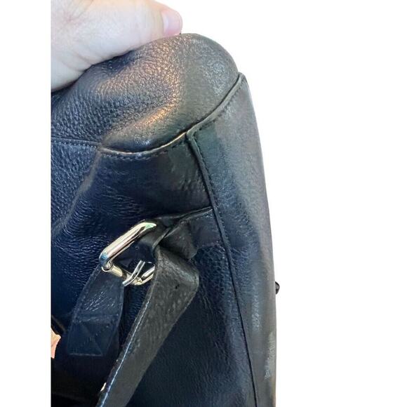 J. Estina Black Pebbled Leather Backpack Style Computer Bag Brief Case - Picture 9 of 16